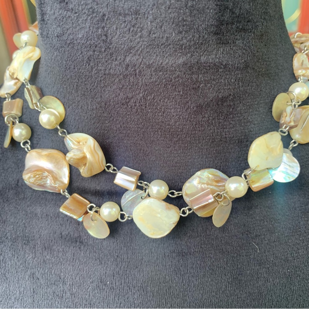 Coastal Mermaidcore Shell and Faux Pearl Long Necklace